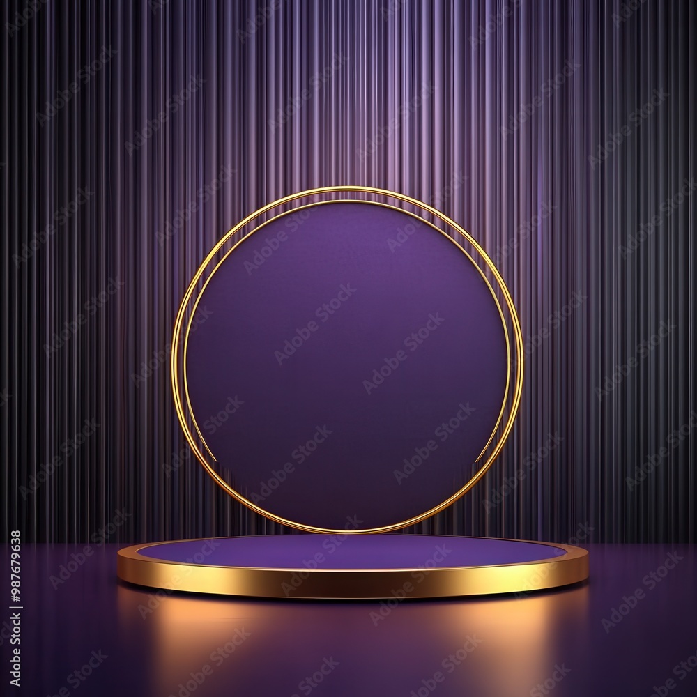 Purple and Gold Podium with Circle Frame. Purple and Gold Podium with Circle Frame.