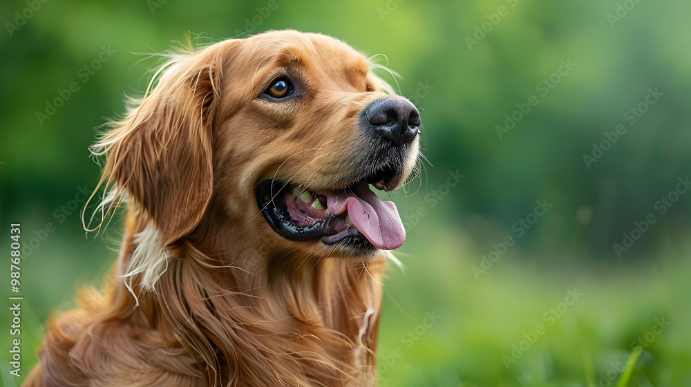 Golden Retriever Dog With Tongue Out, Copy Space