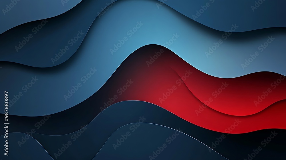 Abstract Blue Red Wavy Paper Cut Background Abstract Blue Red Wavy Paper Cut Background