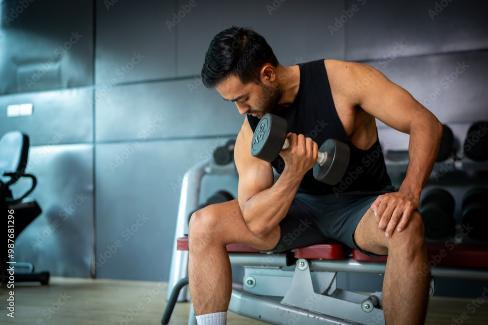 A strong Asian man is exercising to build muscle. A strong Asian man is exercising to build muscle.