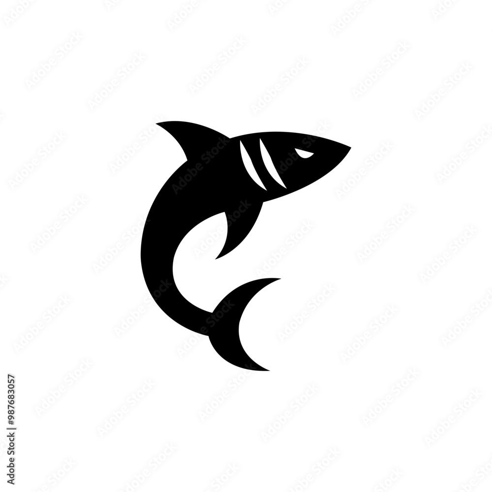 Fototapeta premium shark logo template vector ,icon in white background 