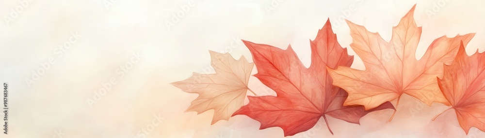 A watercolor painting of four red leaves with a white background A watercolor painting of four red leaves with a white background