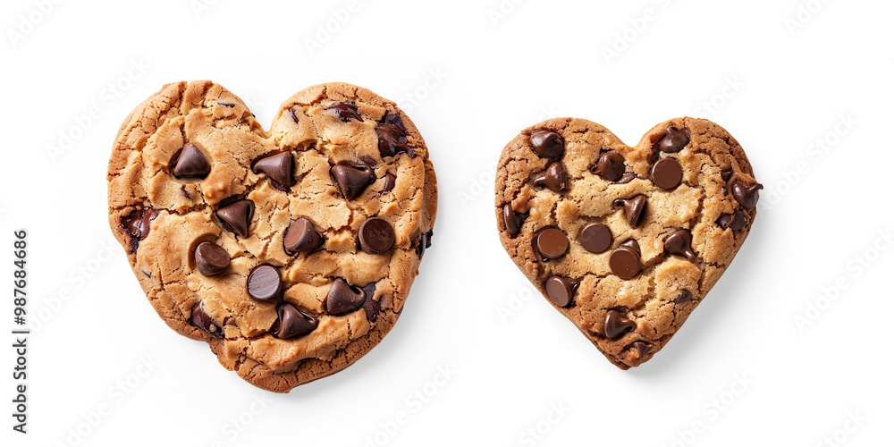 Heart-shaped chocolate chip cookie on a transparent background Heart-shaped chocolate chip cookie on a transparent background