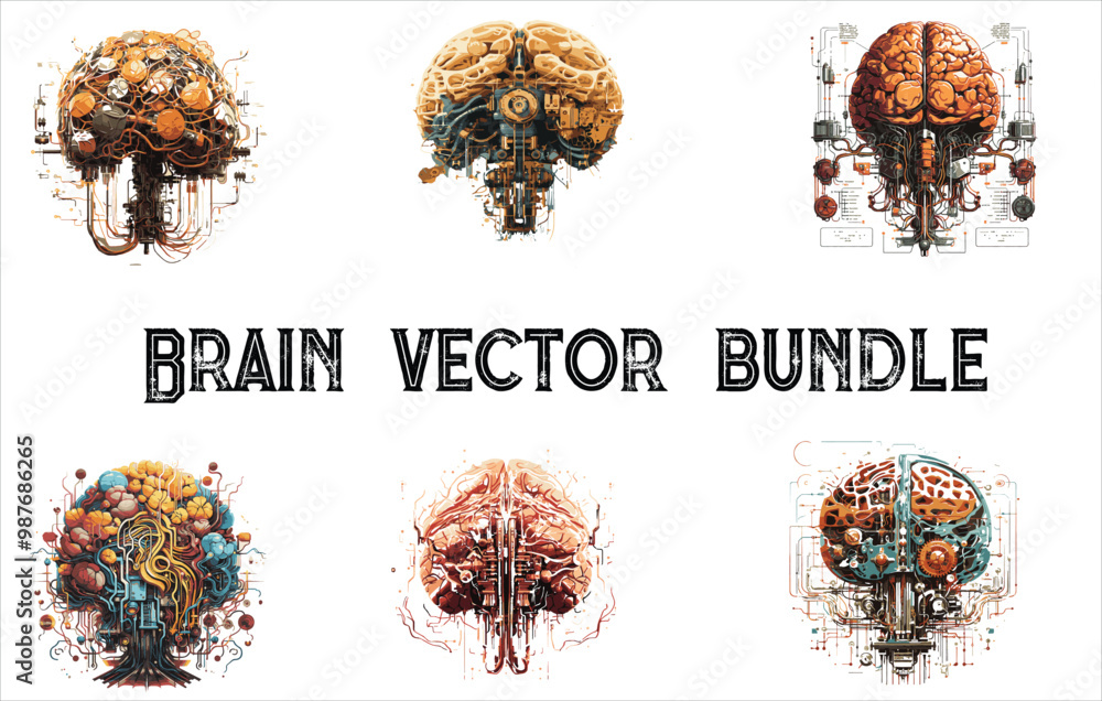 Brain vector bundle. Brain art bundle