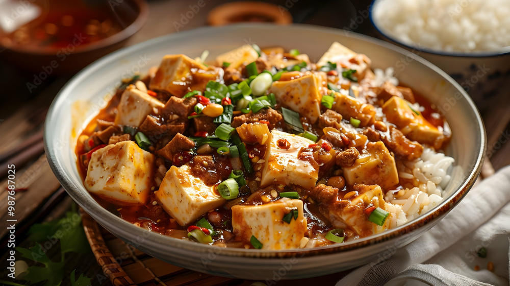 Spicy Mapo Tofu with Rice A Delicious Chinese Dish Spicy Mapo Tofu with Rice A Delicious Chinese Dish