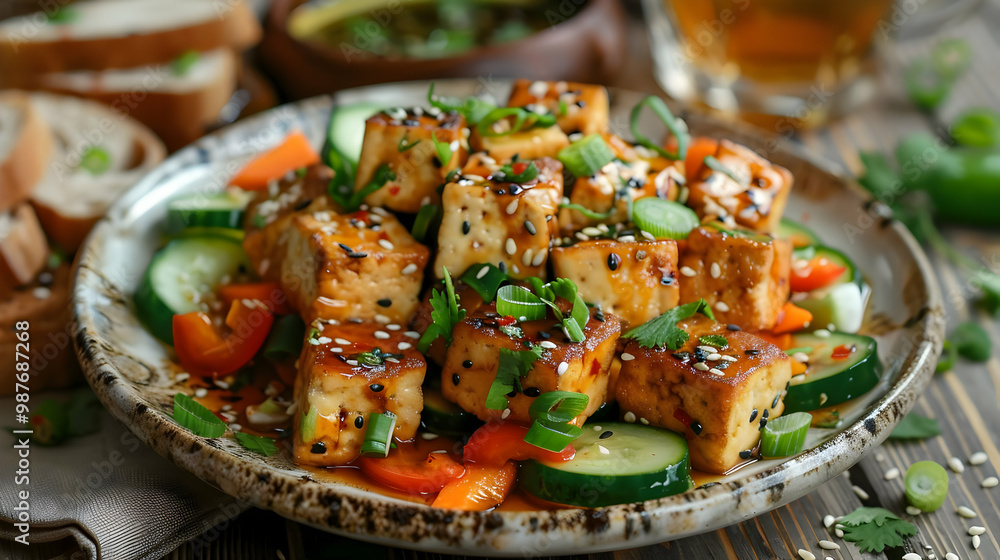 Delicious Tofu Salad with Sesame Seeds and Cucumber Delicious Tofu Salad with Sesame Seeds and Cucumber