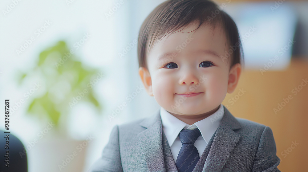 Adorable Toddler Dressed in Formal Suit and Tie, Ready for Business Adorable Toddler Dressed in Formal Suit and Tie, Ready for Business