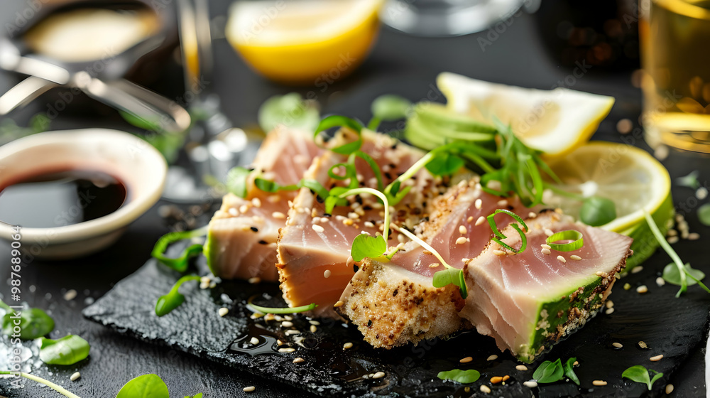 Seared Tuna with Sesame Seeds and Microgreens A Culinary Masterpiece Seared Tuna with Sesame Seeds and Microgreens A Culinary Masterpiece