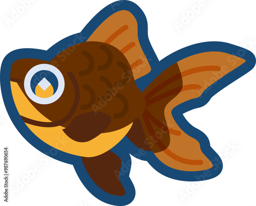 かわいい金魚（鉄尾長）のイラスト