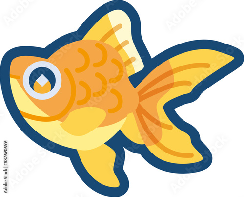 かわいい金魚（黄金魚）のイラスト