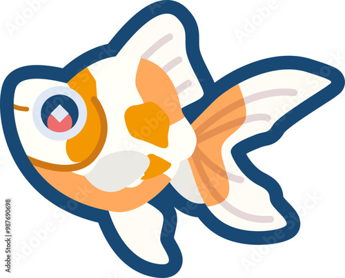 かわいい金魚（桜琉金）のイラスト