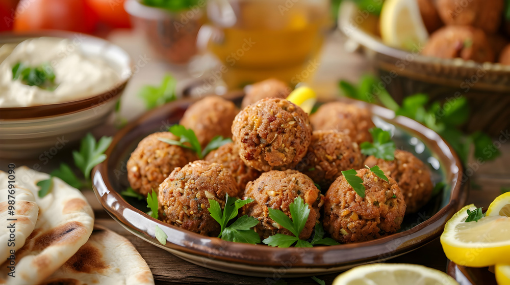 Delicious Falafel with Hummus and Pita Bread Delicious Falafel with Hummus and Pita Bread