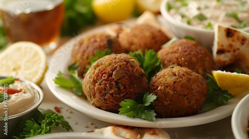 Falafel with Hummus and Pita Bread A Middle Eastern Delight