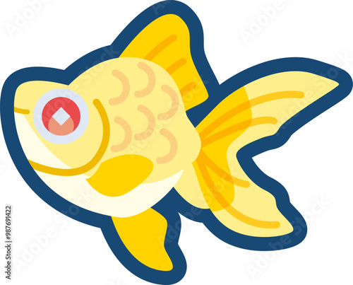 かわいい金魚（アルビノ琉金）のイラスト