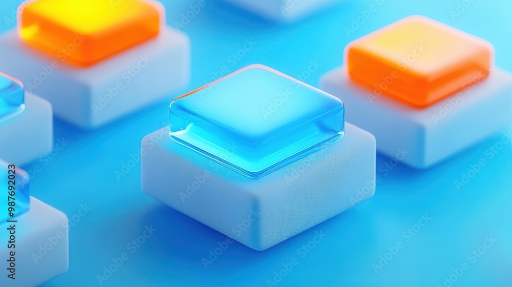 Abstract Geometric Shapes Blue Orange White D Render Abstract Geometric Shapes Blue Orange White D Render