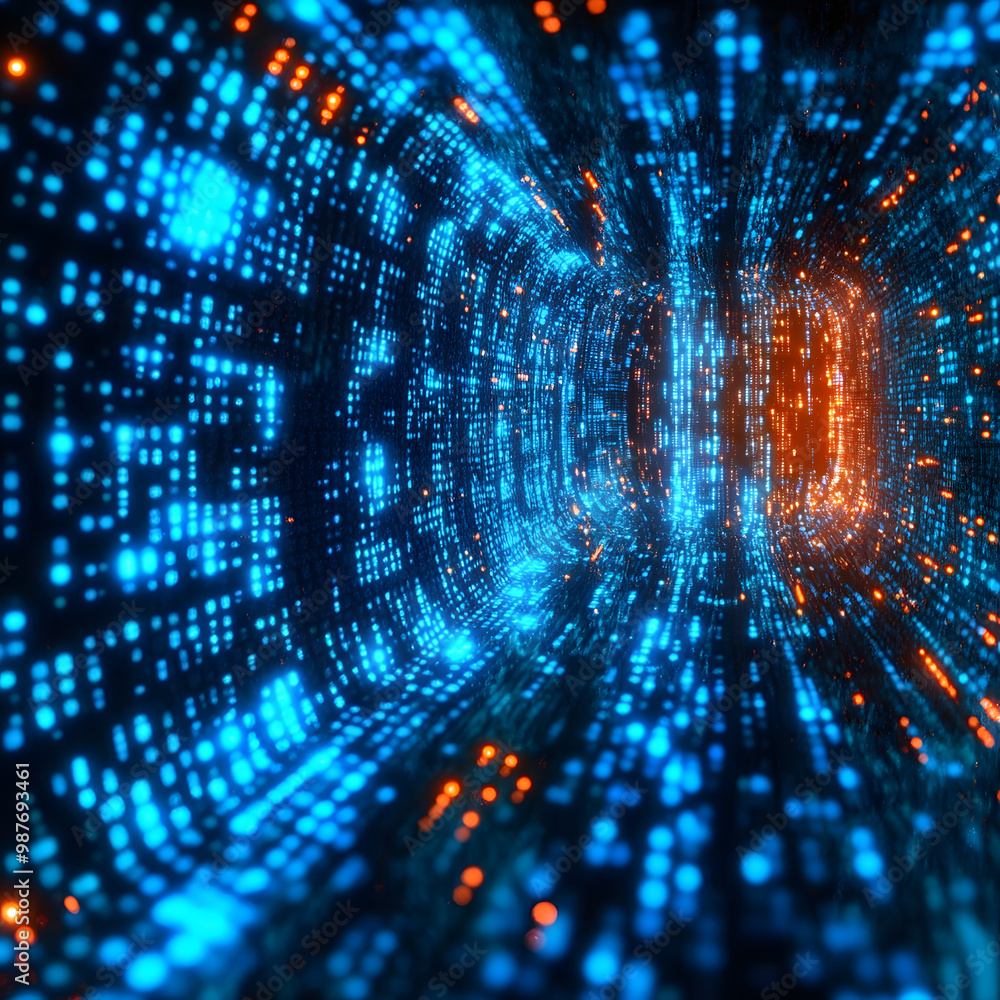 a digital pipeline shaped by vibrant blue matrix binary code, generative ai
a digital pipeline shaped by vibrant blue matrix binary code, generative ai