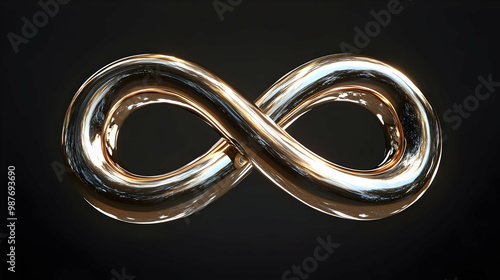 3D Illustration of Infinity Symbol with a Metallic Finish photo