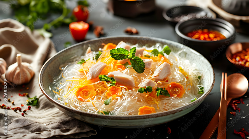 Chicken Noodle Soup with Glass Noodles A Delicious and Healthy Asian Meal Chicken Noodle Soup with Glass Noodles A Delicious and Healthy Asian Meal