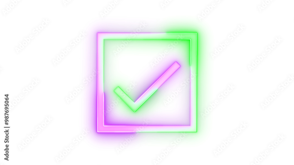 Neon icon check box composite symbol purple green color transparent background Neon icon check box composite symbol purple green color transparent background