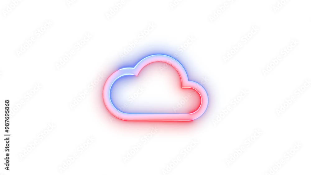 Neon icon cloud symbol blue red color transparent background Neon icon cloud symbol blue red color transparent background