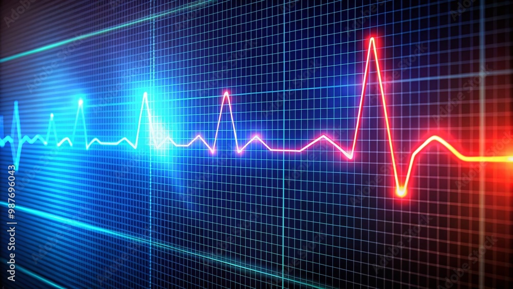 Heartbeat Line on EKG Monitor Representing Cardiac Activity in Medical and Health Contexts Heartbeat Line on EKG Monitor Representing Cardiac Activity in Medical and Health Contexts