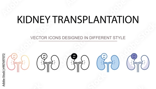 Kidney Transplantation icon design with white background stock illustration