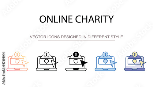 Online Charity icon design with white background stock illustration