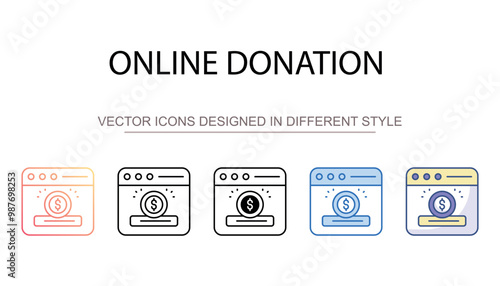 Online Donation icon design with white background stock illustration