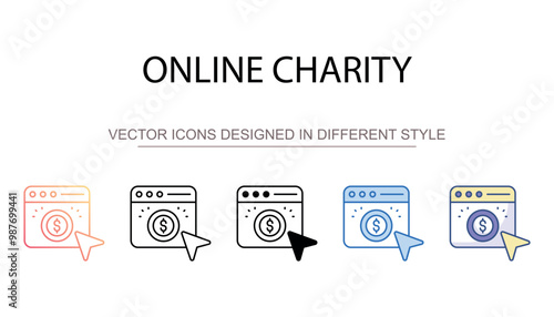 Online Charity icon design with white background stock illustration