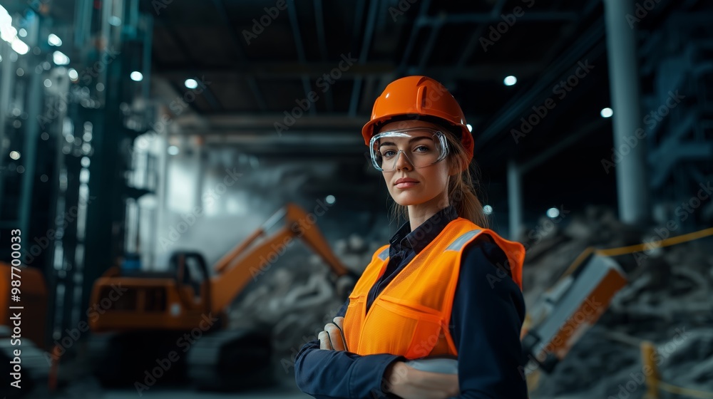 Female engineers hard-work and confidence in safety gear working in an industrial setting, showcasing focus, professionalism, and dedication.