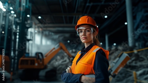 Female engineers hard-work and confidence in safety gear working in an industrial setting, showcasing focus, professionalism, and dedication.