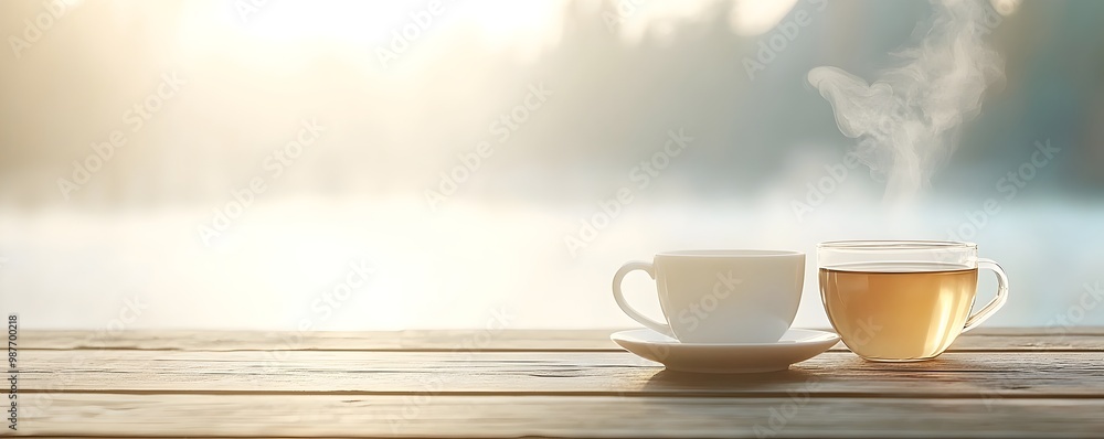 Tranquil Moments by the Lakeside - Enjoying Warm Tea Amidst Serene Beauty and Gentle Breezes in a Calming Landscape of Reflection Tranquil Moments by the Lakeside - Enjoying Warm Tea Amidst Serene Beauty and Gentle Breezes in a Calming Landscape of Reflection