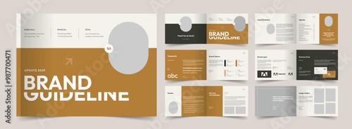 Brand Guidelines Template, Landscape Brand Identity Presentation Layout, Logo Guideline template, A4 Guidelines