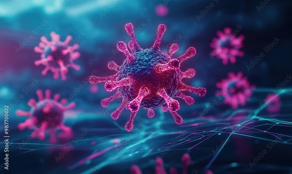 Virus Under Microscope.