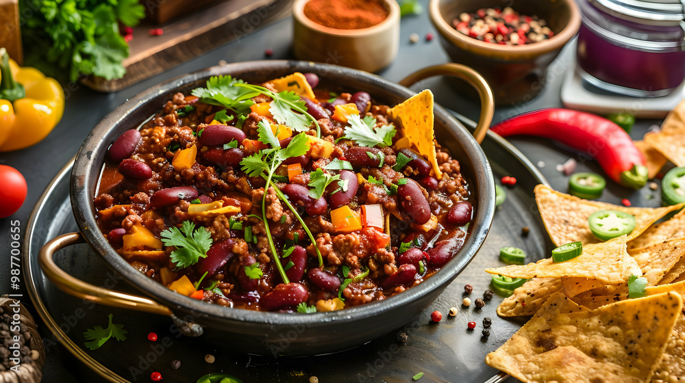 Spicy Beef Chili with Tortilla Chips A Hearty and Delicious Mexican Meal Spicy Beef Chili with Tortilla Chips A Hearty and Delicious Mexican Meal