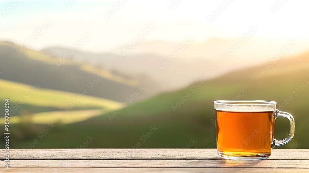 Tranquil Herbal Tea Serenity - Scenic Rolling Hills in Soft Sunlight Embracing the Peaceful Calm of the Countryside for Relaxation and Wellness Imagery Tranquil Herbal Tea Serenity - Scenic Rolling Hills in Soft Sunlight Embracing the Peaceful Calm of the Countryside for Relaxation and Wellness Imagery