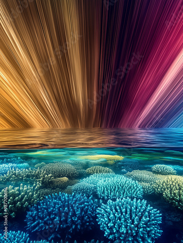 Psychedelic coral reef ocean aquatic abstract background with a rainbow of colors - representing nature, energy, matter and movement. mobile, responsive