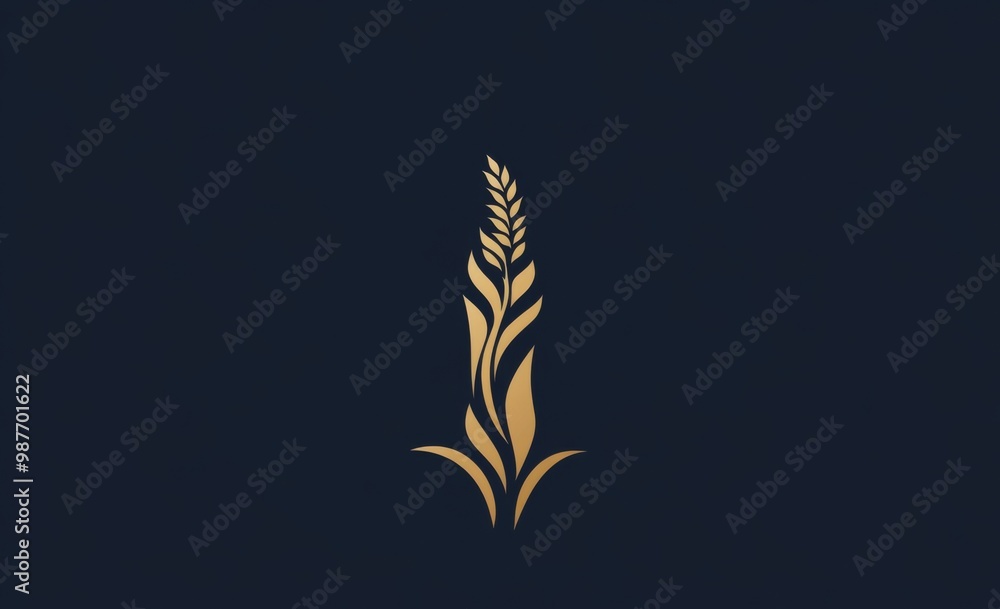 Fototapeta premium a golden wheat shape on a navy blue background