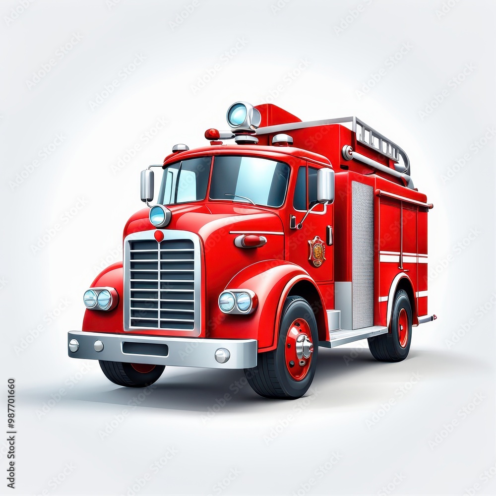 A classic red fire truck designed for firefighting and emergency response.