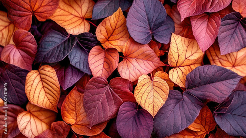 Wallpaper Mural Closeup autumn leaves texture, abstract nature fall Halloween pattern background Torontodigital.ca