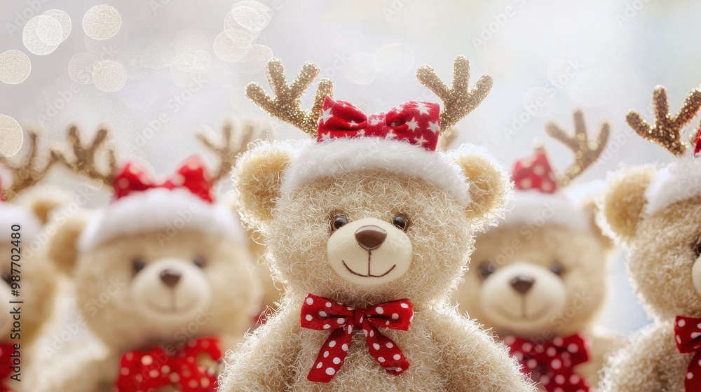 Christmas Bear Toy with Santa Hat and Reindeer Christmas Bear Toy with Santa Hat and Reindeer