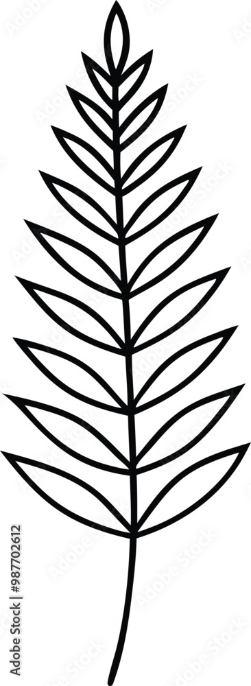 Minimalist Thin Line Fern Leaf Vector Illustration for Floral Themes
Minimalist Thin Line Fern Leaf Vector Illustration for Floral Themes