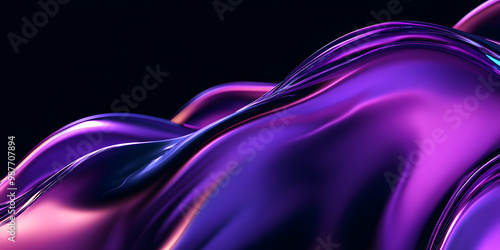 Fototapeta Naklejka Na Ścianę i Meble -  texture of liquid purple glass on a black background. abstract wavy 3d background