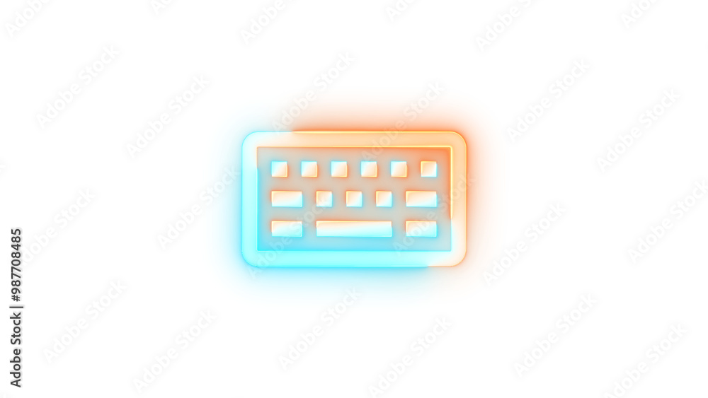 Neon icon keyboard classic symbol brown cyan color transparent background Neon icon keyboard classic symbol brown cyan color transparent background