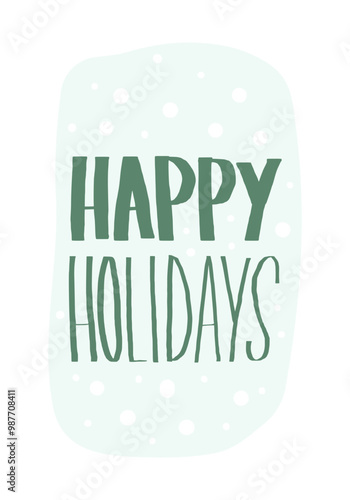 Happy Holidays hand kettering greeting card. Winter festive poster. New year vertical banner. Christmas party flyer template. Vector hand drawn illustration photo