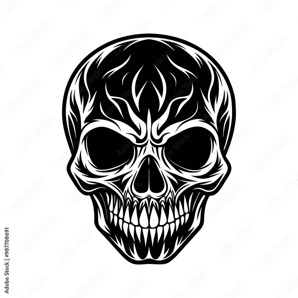 Fototapeta premium Print black and white skull silhouette