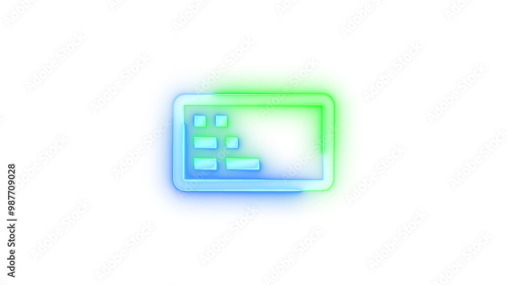 Neon icon keyboard left handed symbol blue green color transparent background Neon icon keyboard left handed symbol blue green color transparent background