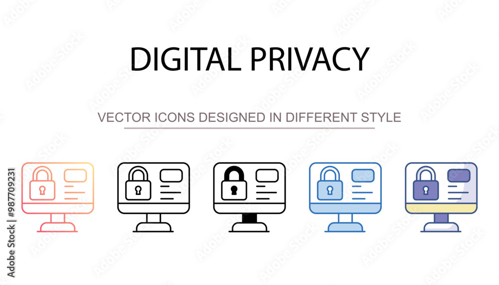 Digital Privacy icon design with white background stock illustration Digital Privacy icon design with white background stock illustration