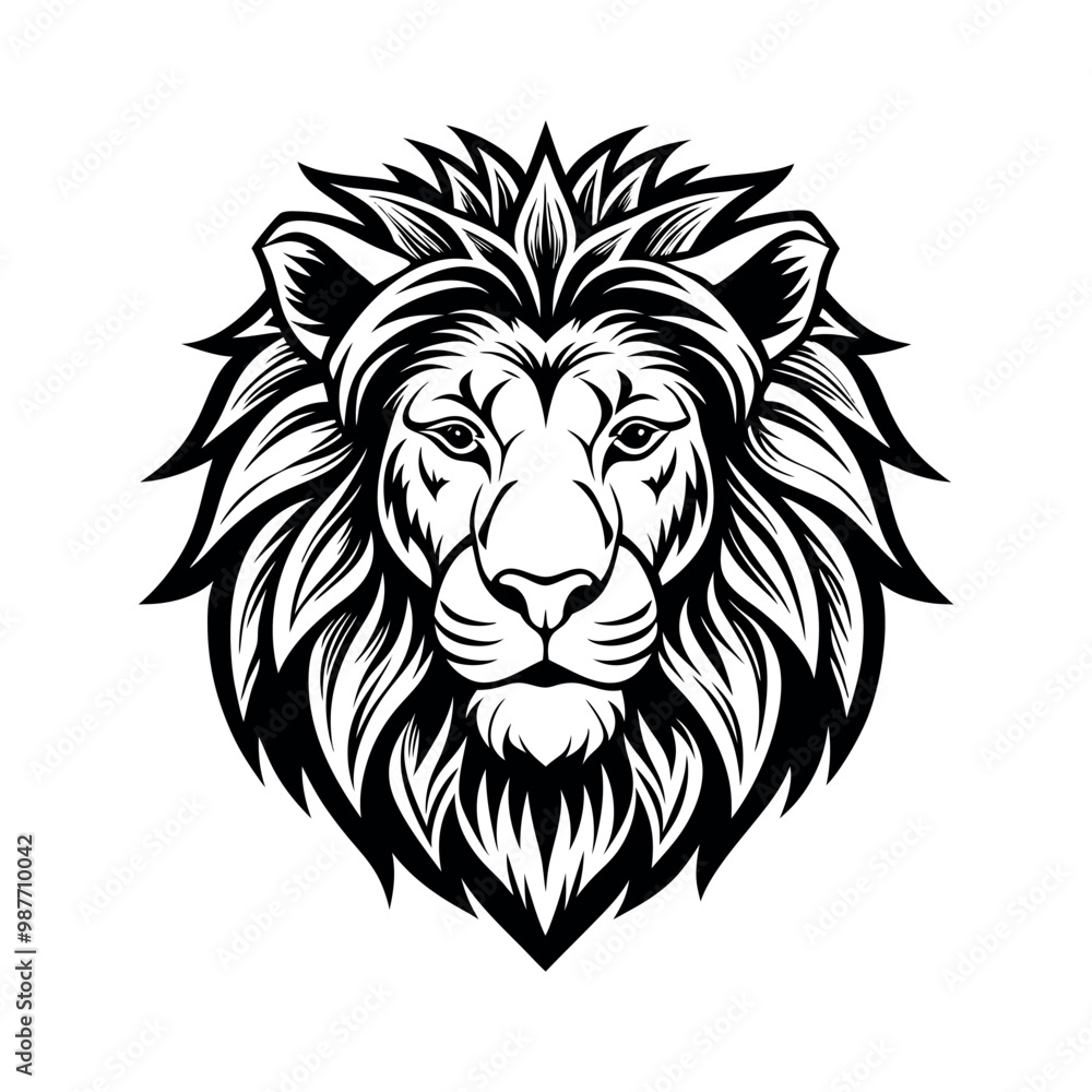 Obraz premium Lion head vector silhouette