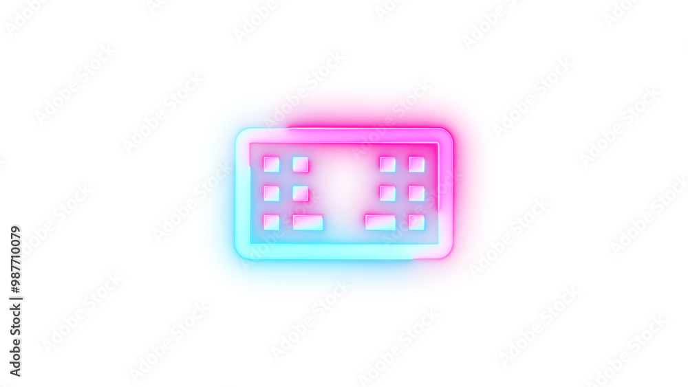 Neon icon keyboard split symbol cyan pink color transparent background Neon icon keyboard split symbol cyan pink color transparent background